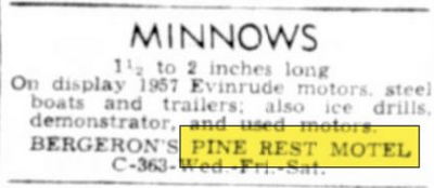 Pine Rest Motel - Dec 1956 Ad